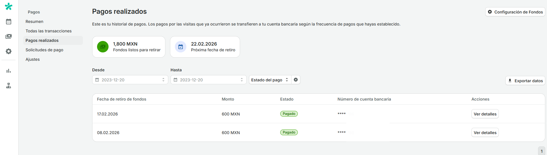 Pagos realizados - consulta de pagos y detalles